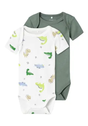 2 Pack Short Sleeve Dino Bodysuit