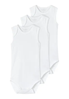 3 Pack Tank Bodysuit - White