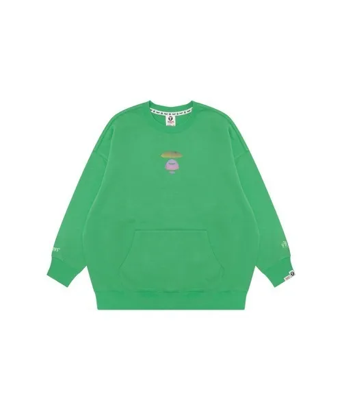 A BATHING APE  |Crew Neck Blended Fabrics Street Style Long Sleeves Plain