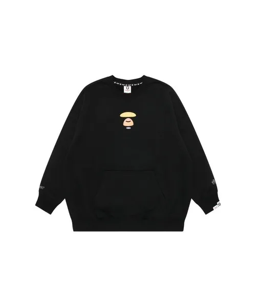 A BATHING APE  |Crew Neck Blended Fabrics Street Style Long Sleeves Plain