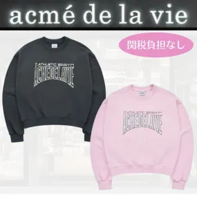 acme de la vie  |Crew Neck Sweat Street Style Long Sleeves Plain Cotton Logo