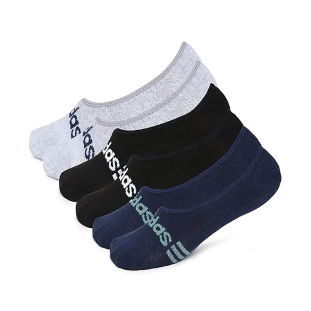 Adidas Men's Flat Knit No Show Socks (Collegiate Navy/Light Grey/Black)