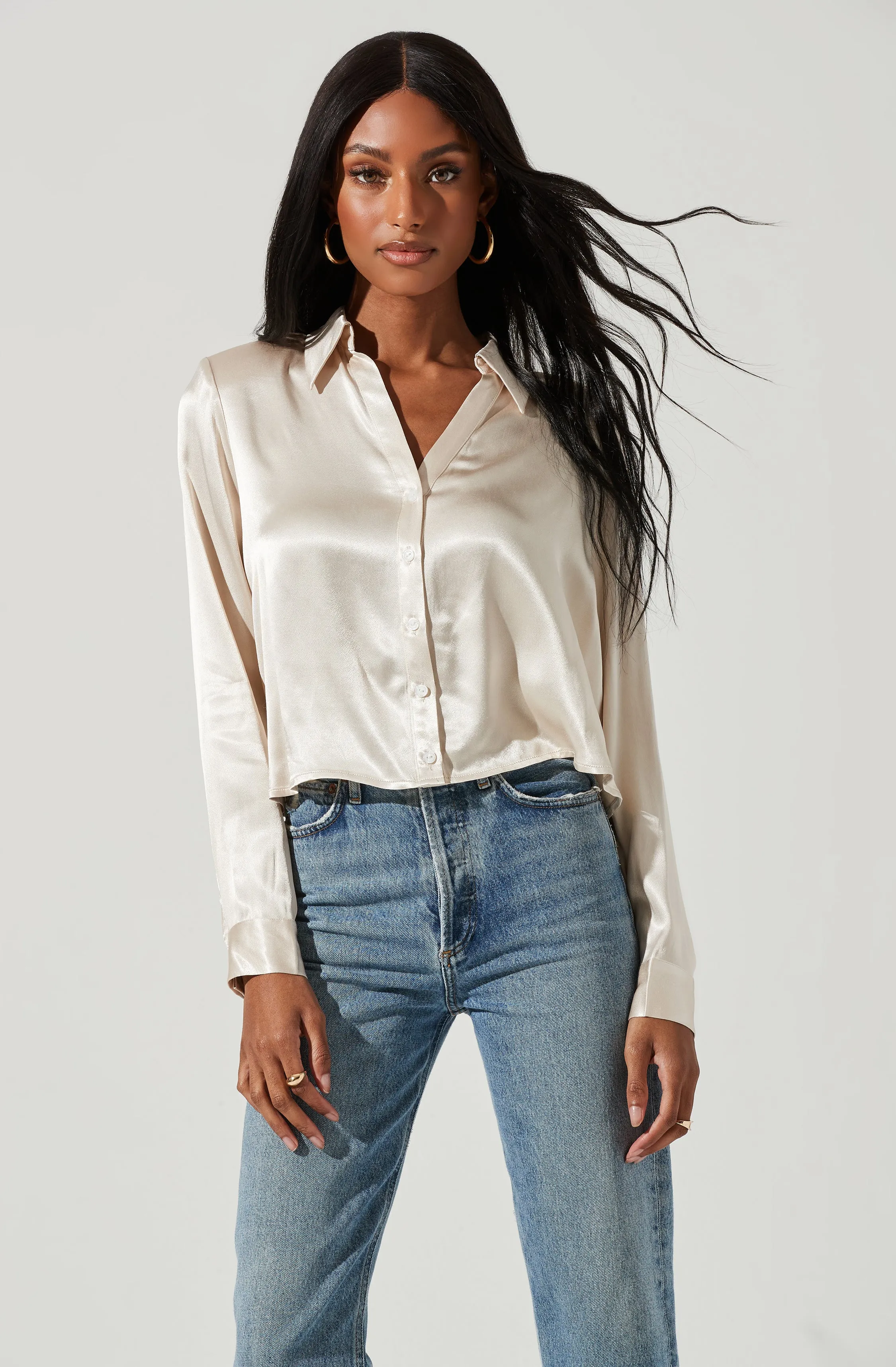 Aldina Open Back Button Down Top