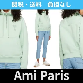 AMI PARIS  |Crew Neck Unisex Street Style Long Sleeves Plain Cotton