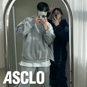 ASCLO  |Unisex Sweat Street Style Long Sleeves Plain Cotton