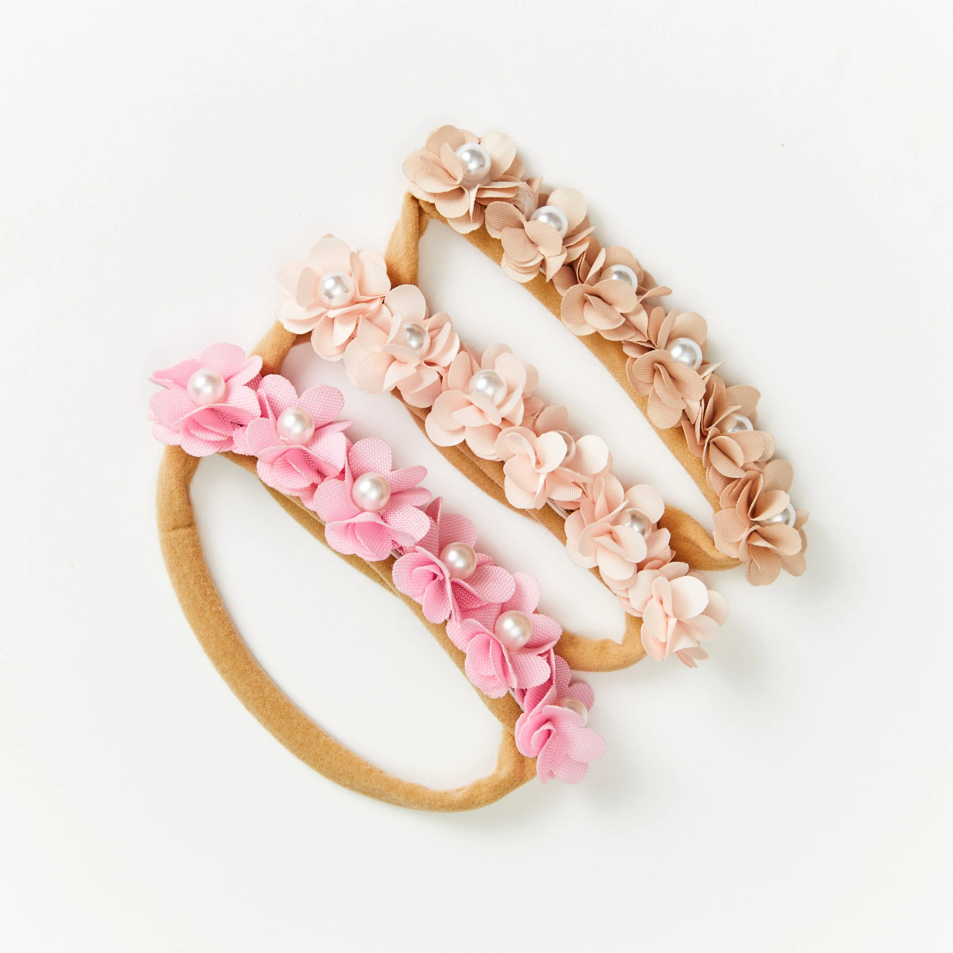 Baby Girl Mini Little Flower Crown Headband in Soft Shell Pink