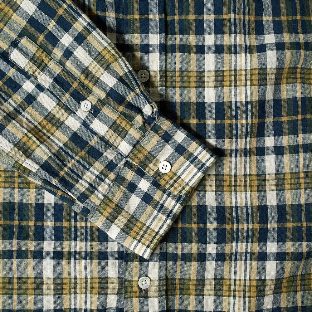 Beams Plus Button Down Madras ShirtNavy