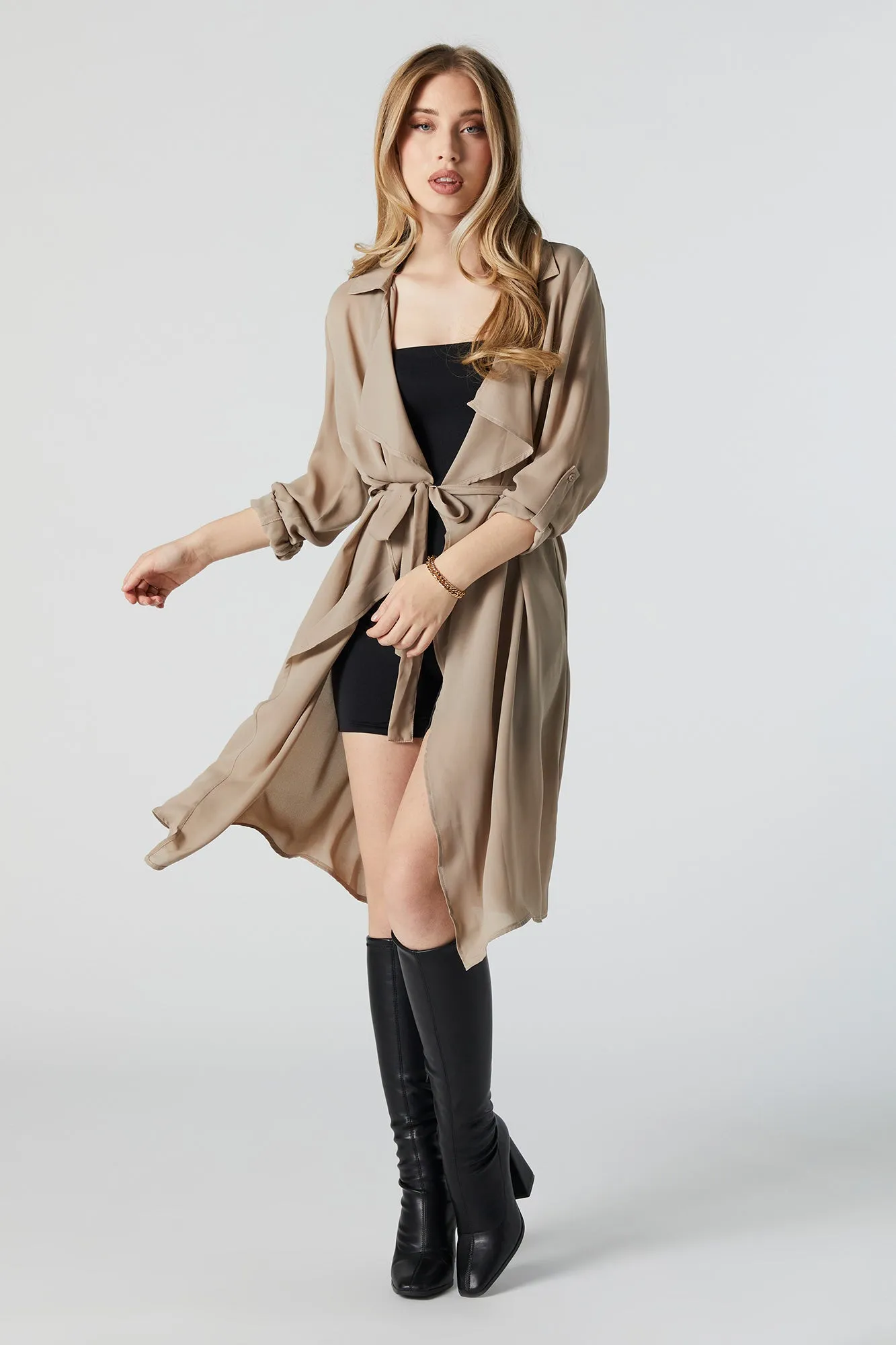 Belted Quarter Sleeve Cardigan