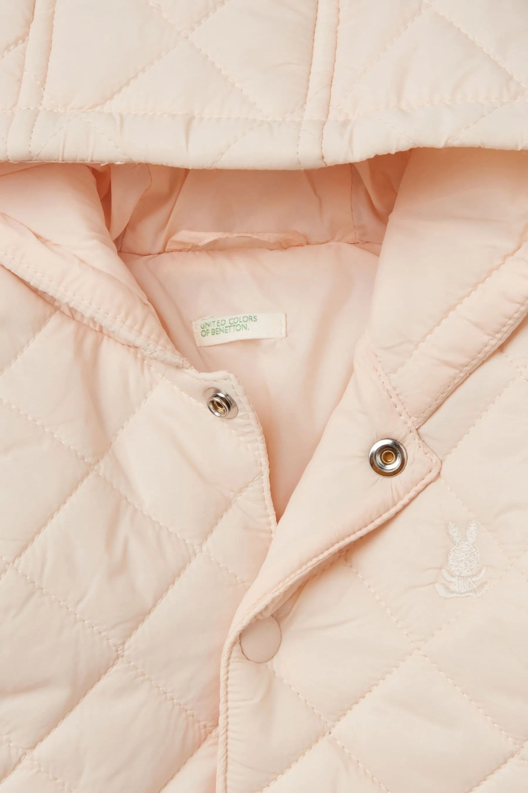 Benetton Girls Pink 100% Cotton Quilted Coat