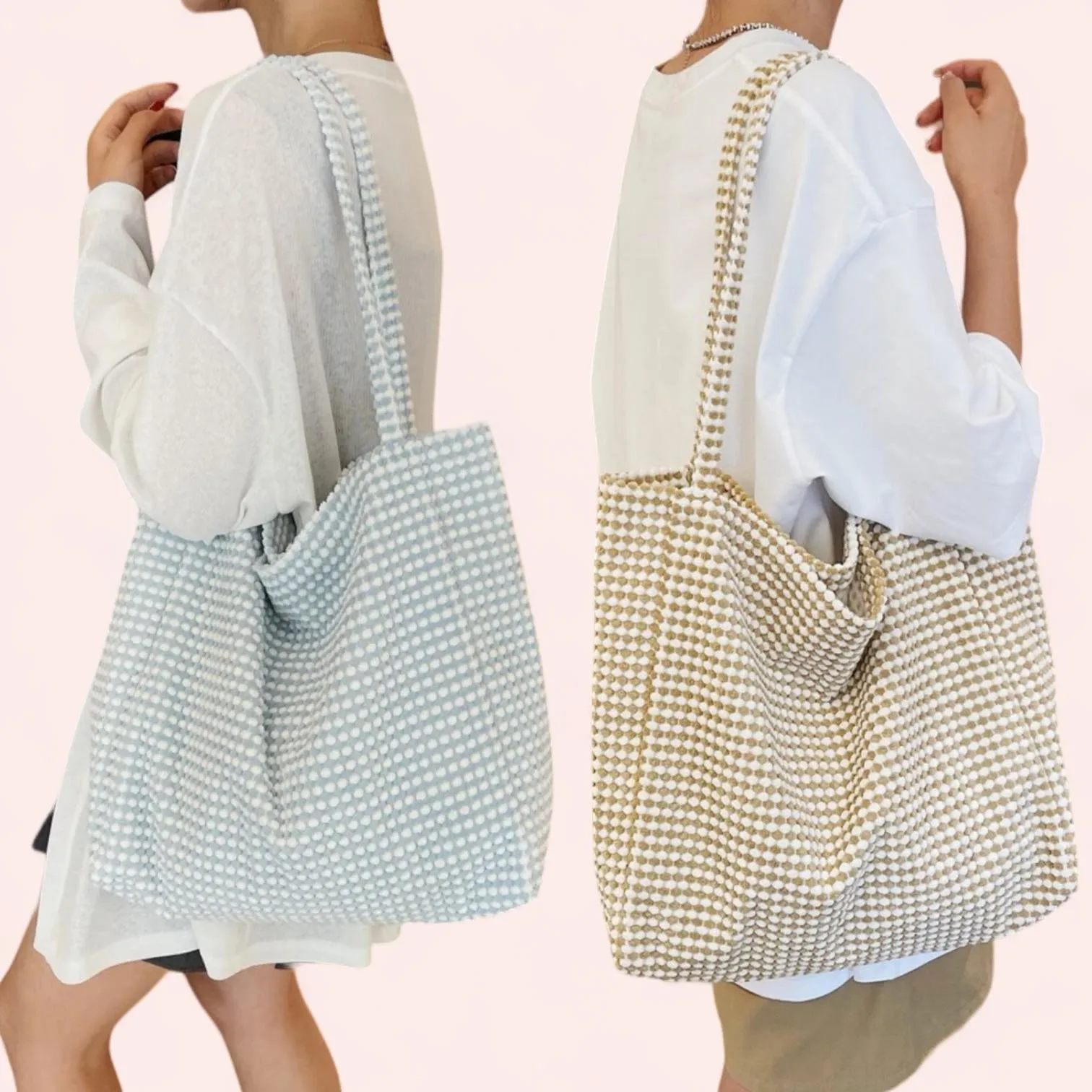 BOLSO Corduroy Polka Minimalist Open Tote Bag