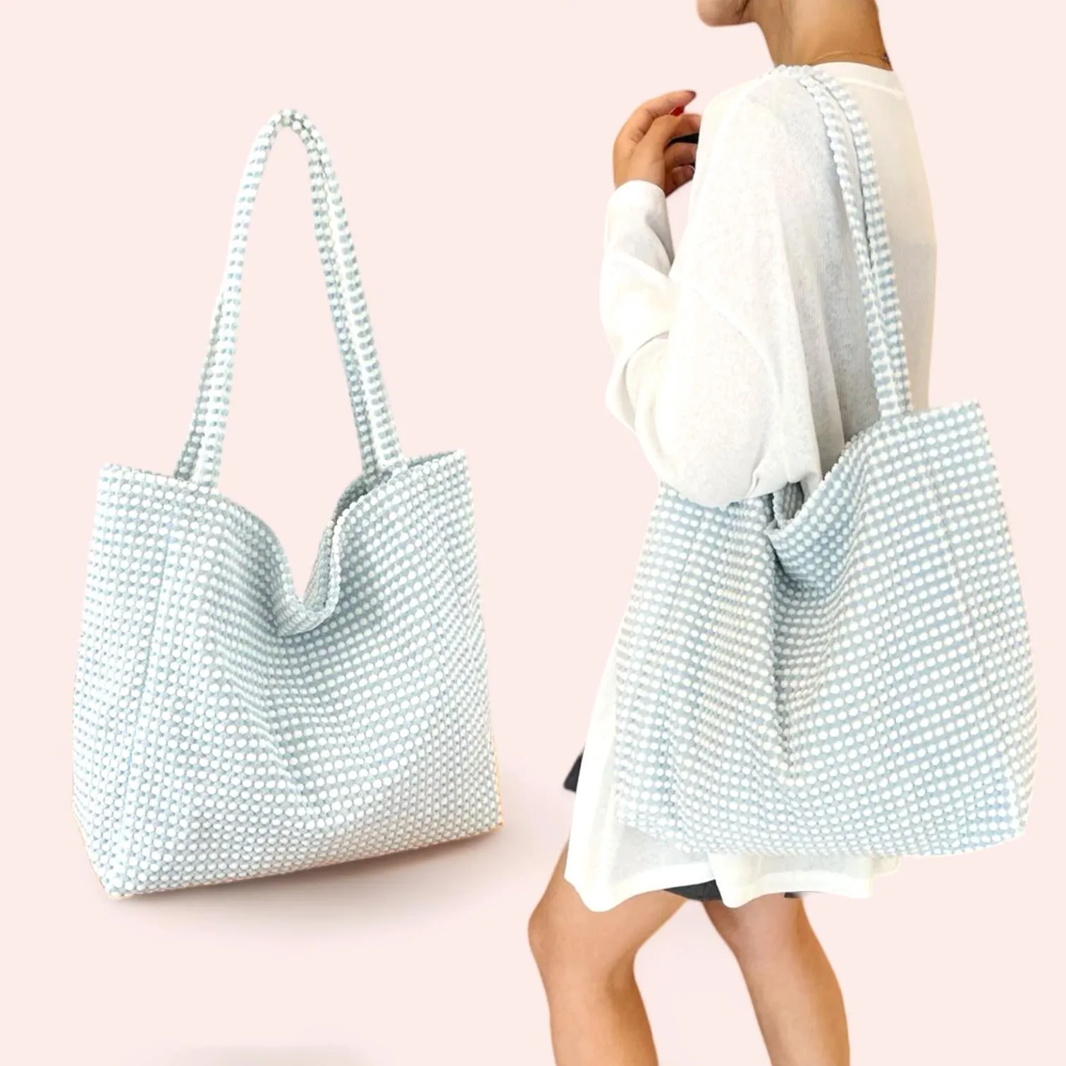 BOLSO Corduroy Polka Minimalist Open Tote Bag