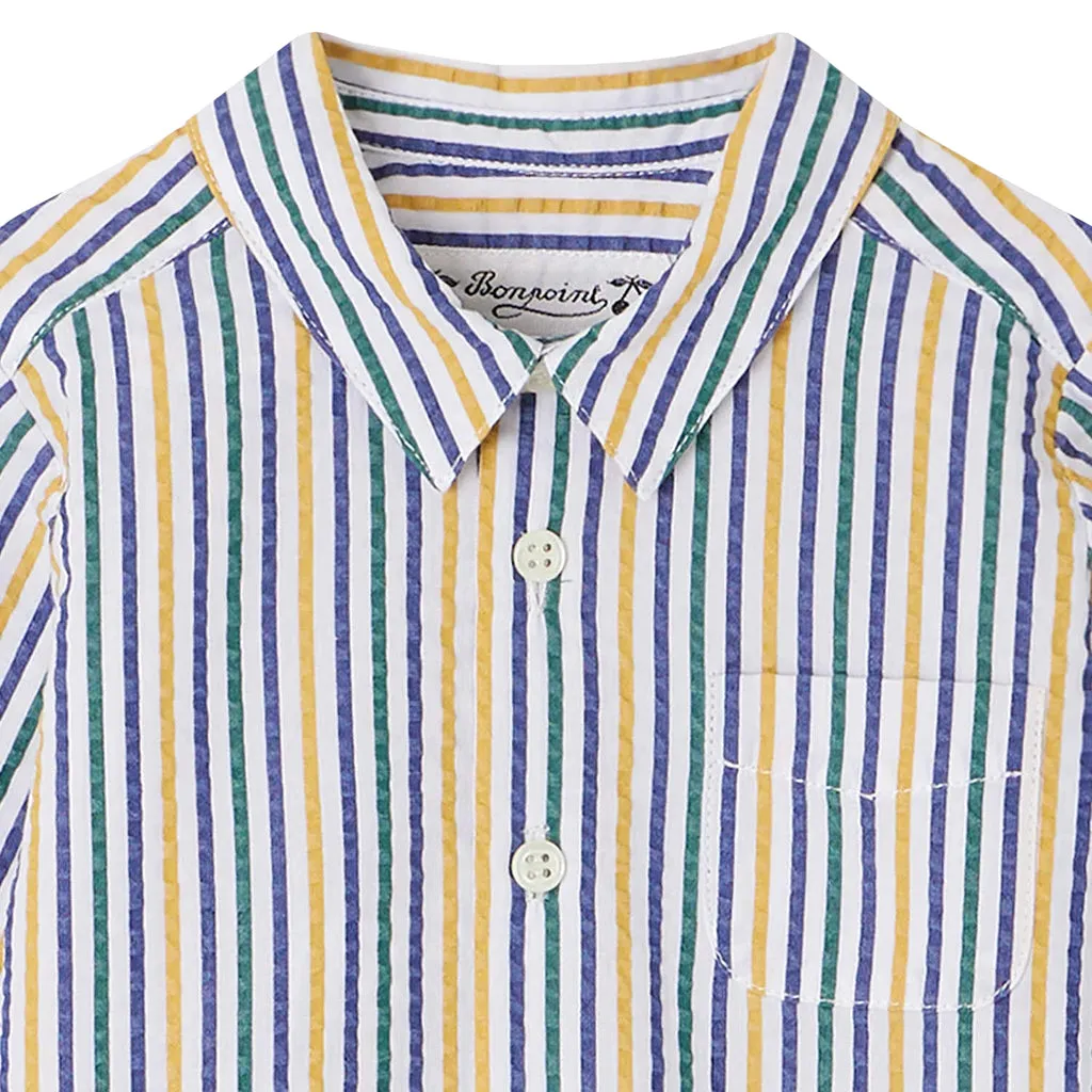 Bonpoint Baby Malo Shirt Dark Blue Stripes