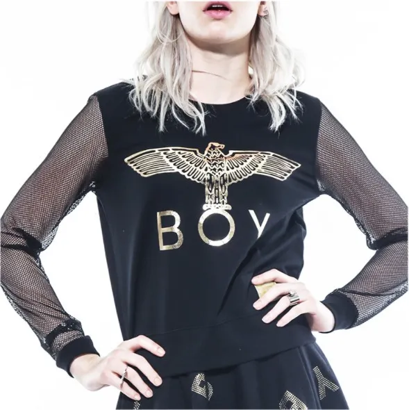 BOY LONDON  |Street Style U-Neck Long Sleeves Cotton Medium Fringes