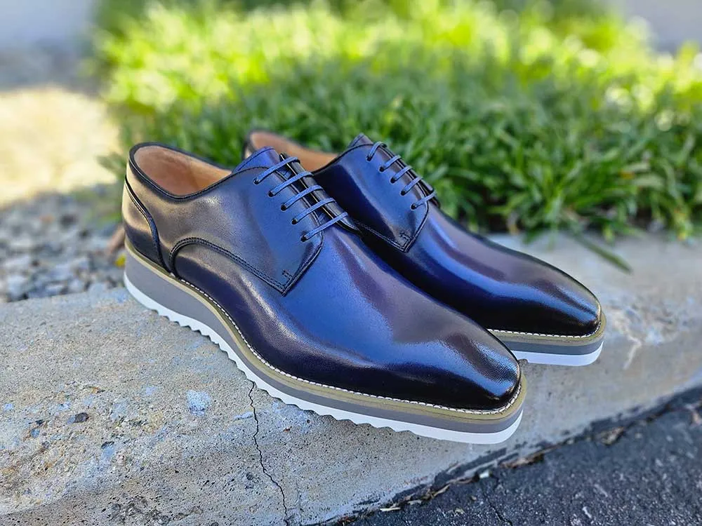 Burnished Lace-up Leather Derby