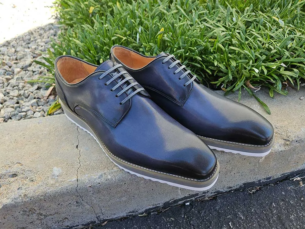 Burnished Lace-up Leather Derby