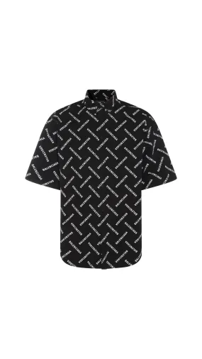 Button-Down Short Sleeve Shirt - Black