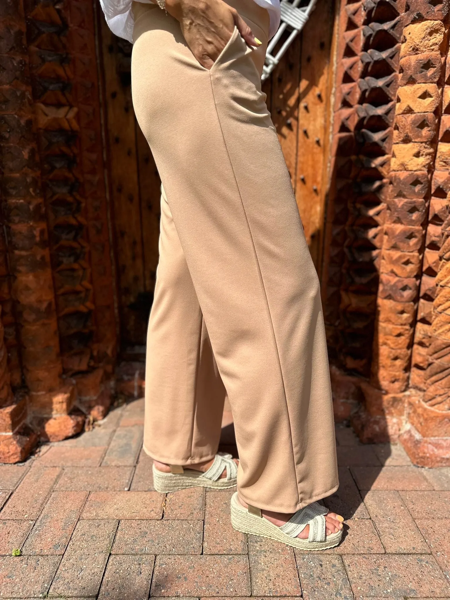 Camel Wide Leg Trousers