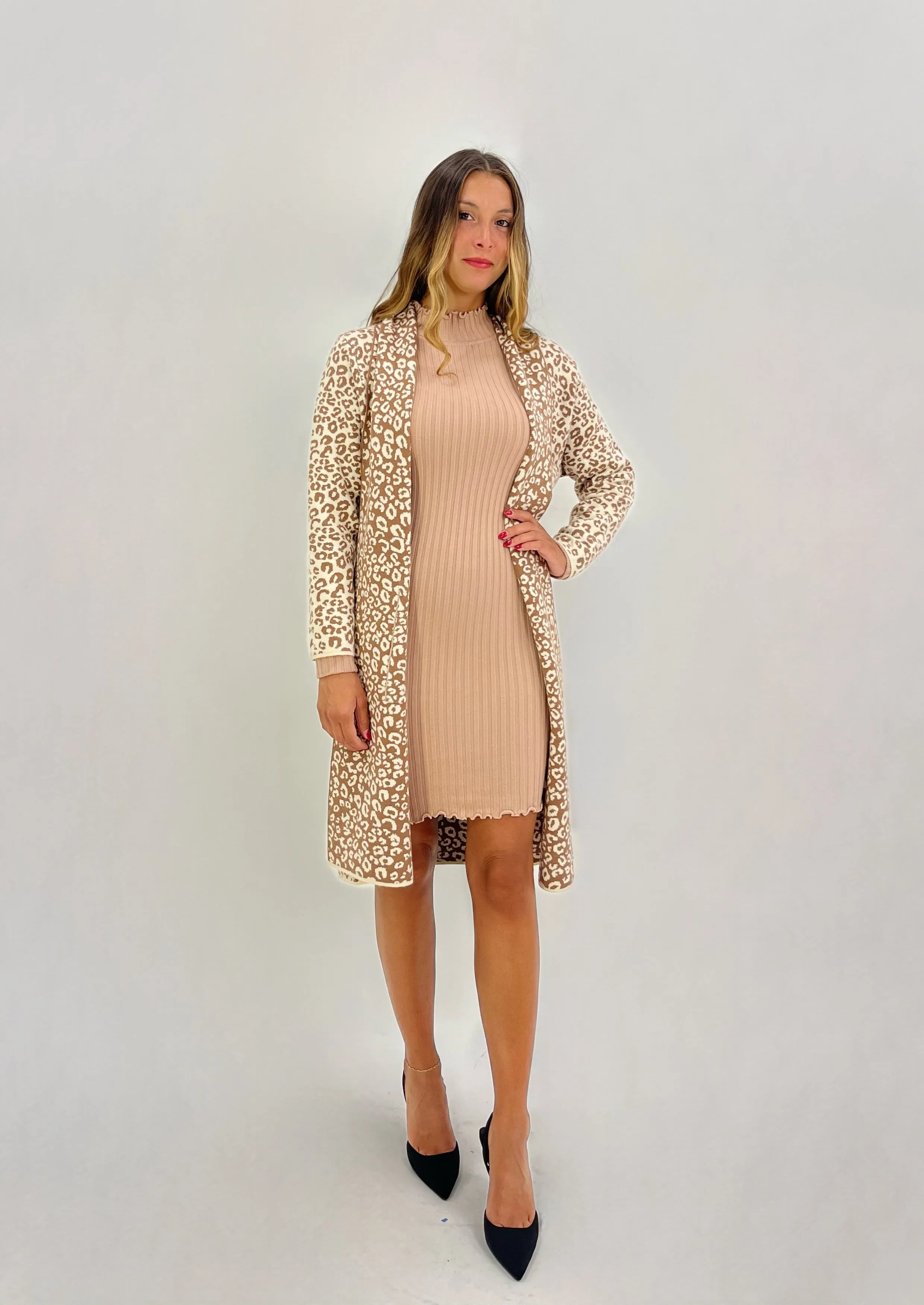 Cardigan lungo animalier