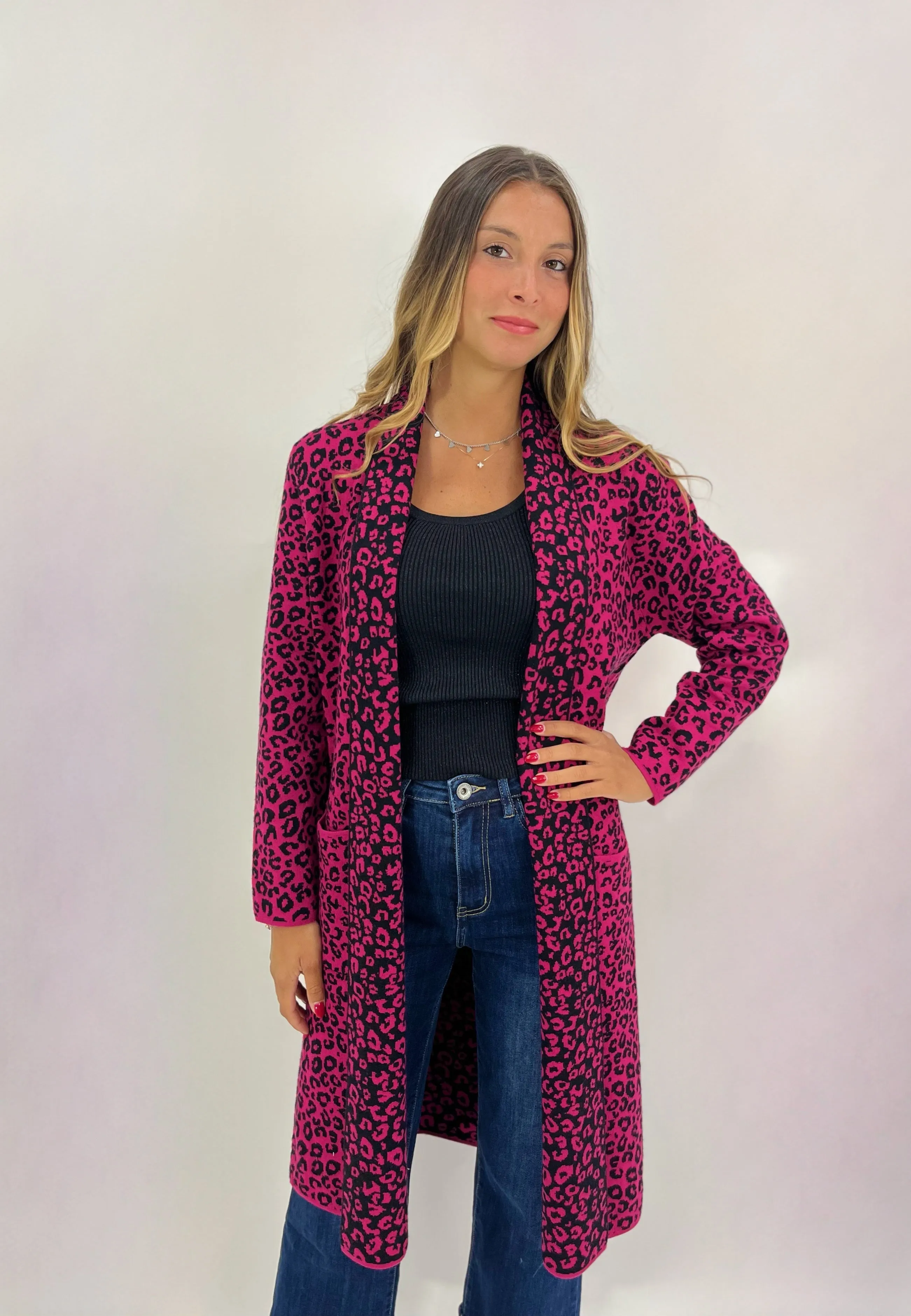 Cardigan lungo animalier