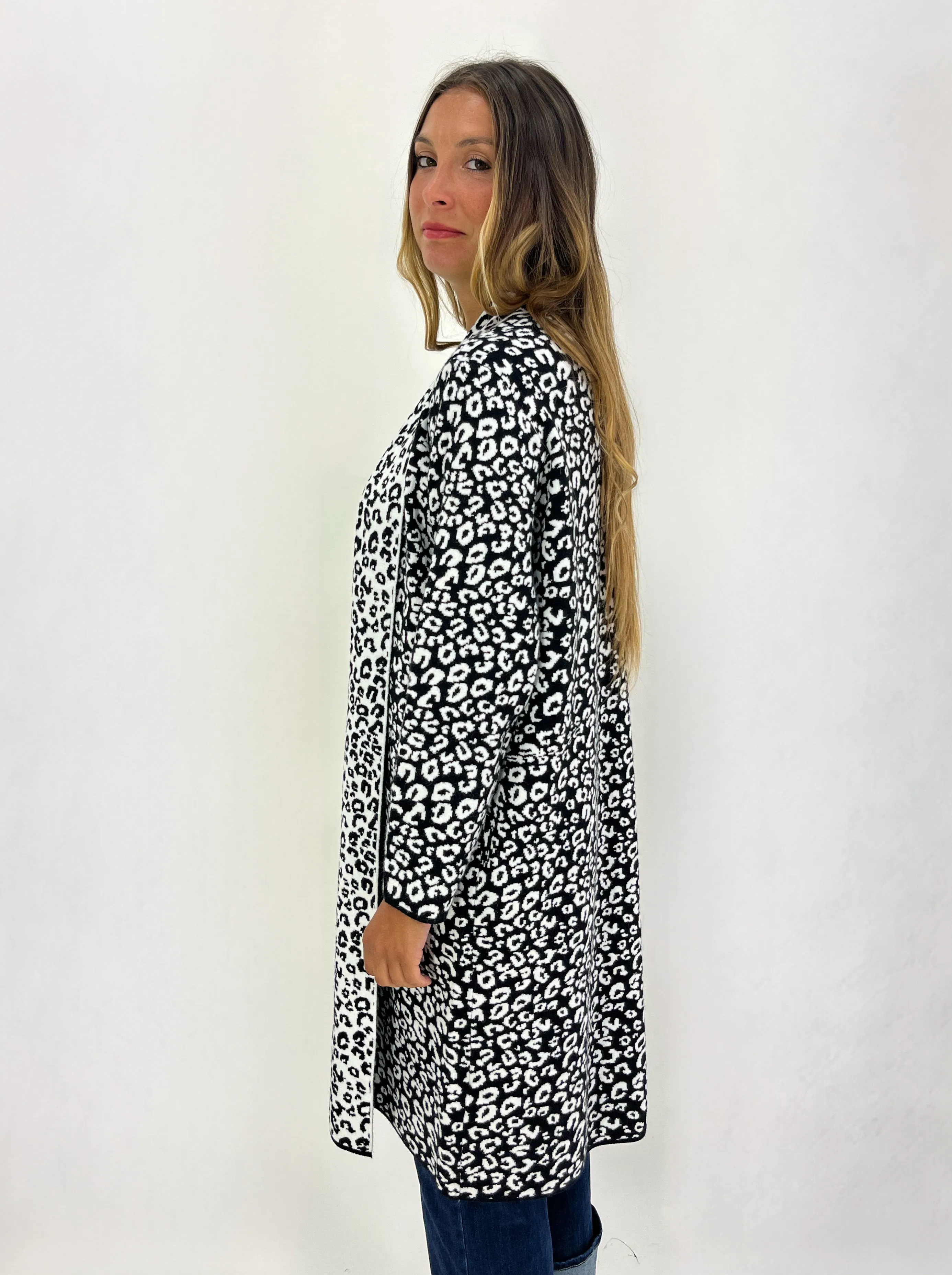 Cardigan lungo animalier