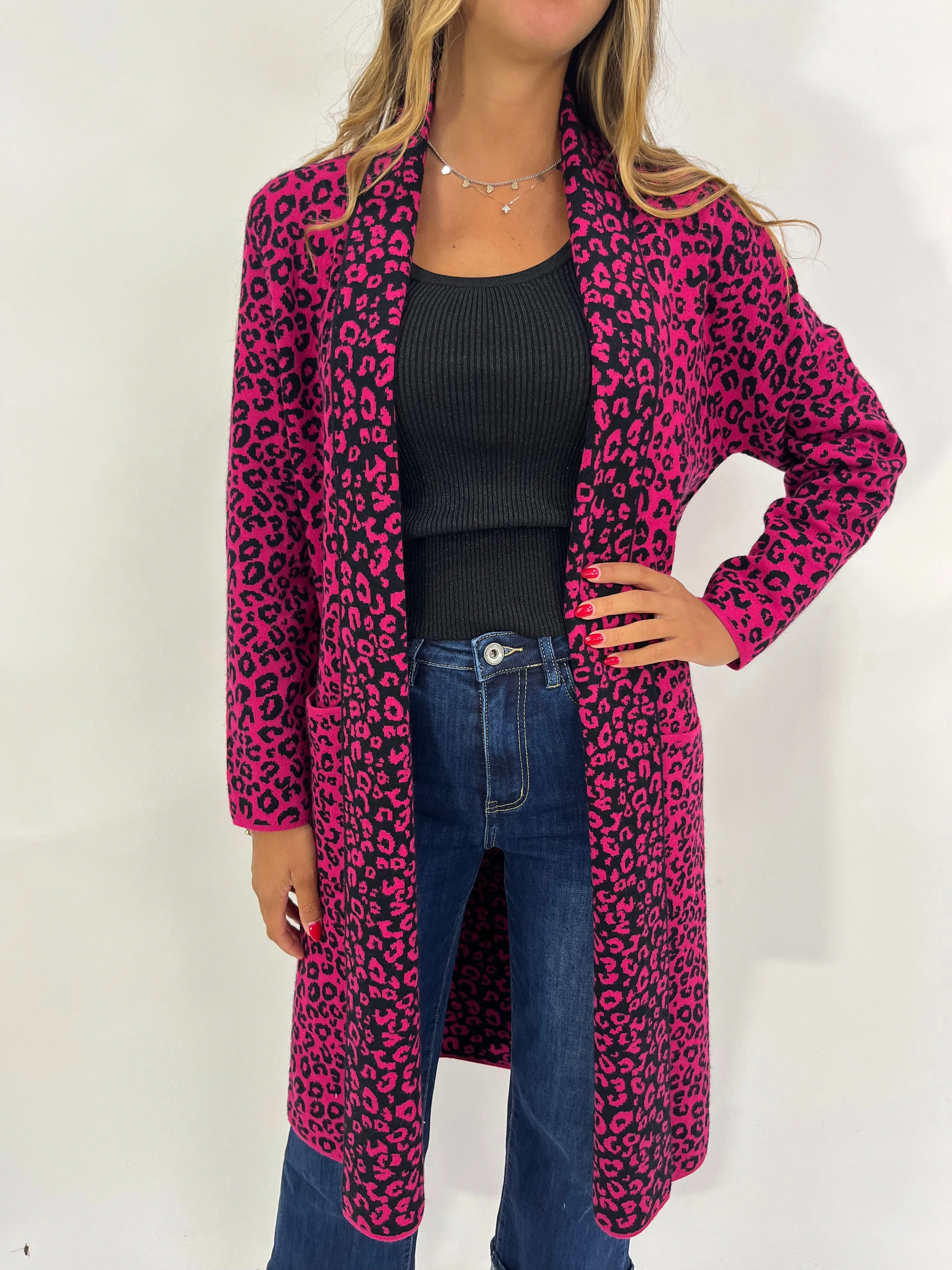 Cardigan lungo animalier