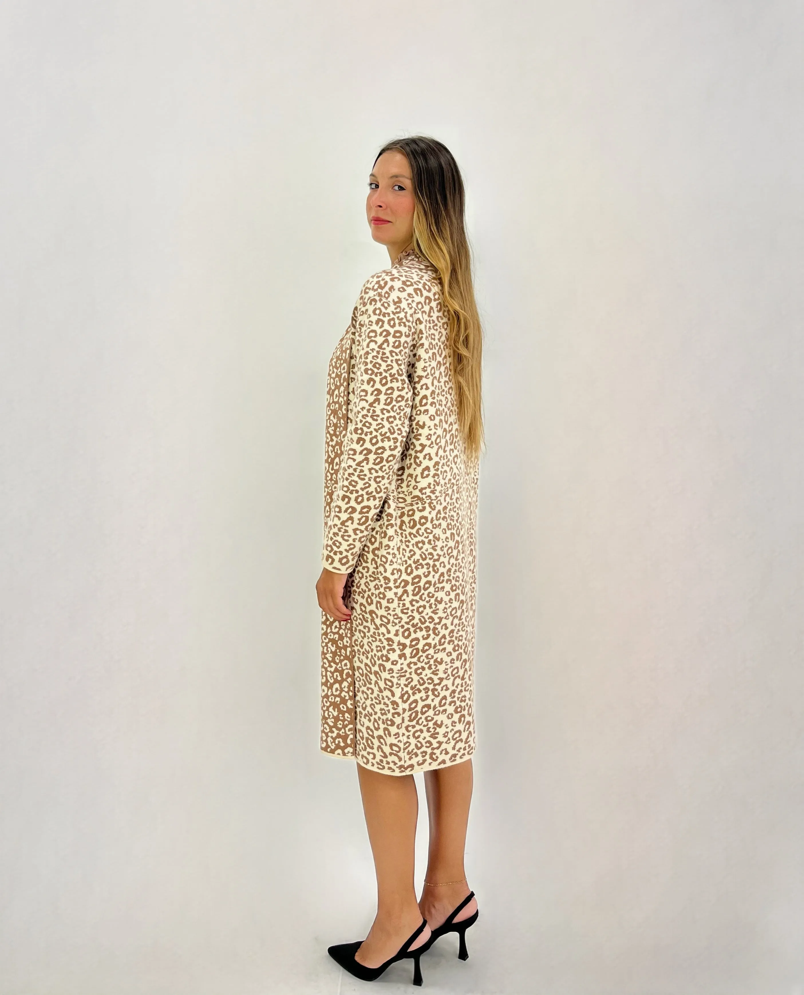 Cardigan lungo animalier