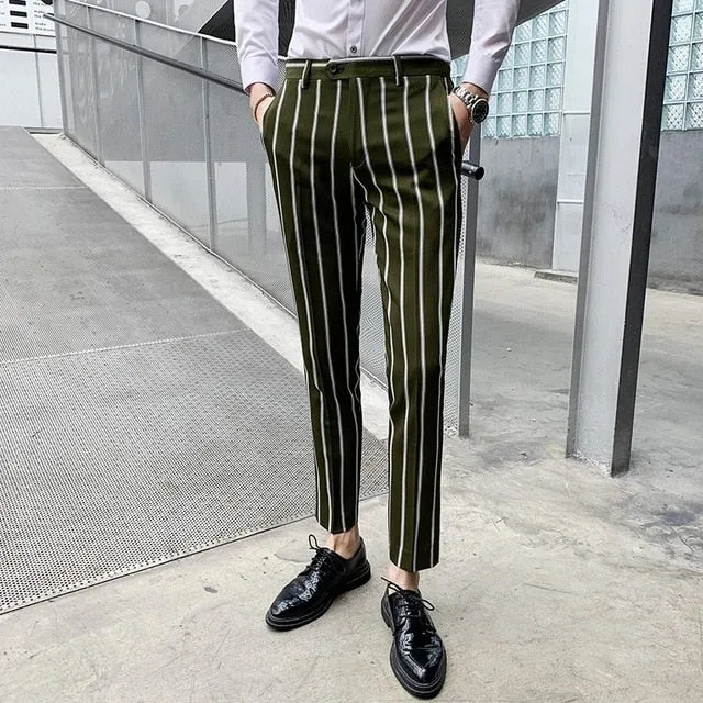 Casual Tuxedo Striped Wedding Men Korean Dress Suits  Suit Slim Fit Costume Homme Quality Business M-3XL Blazer And Pant