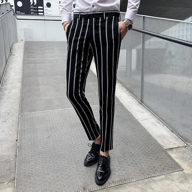 Casual Tuxedo Striped Wedding Men Korean Dress Suits  Suit Slim Fit Costume Homme Quality Business M-3XL Blazer And Pant