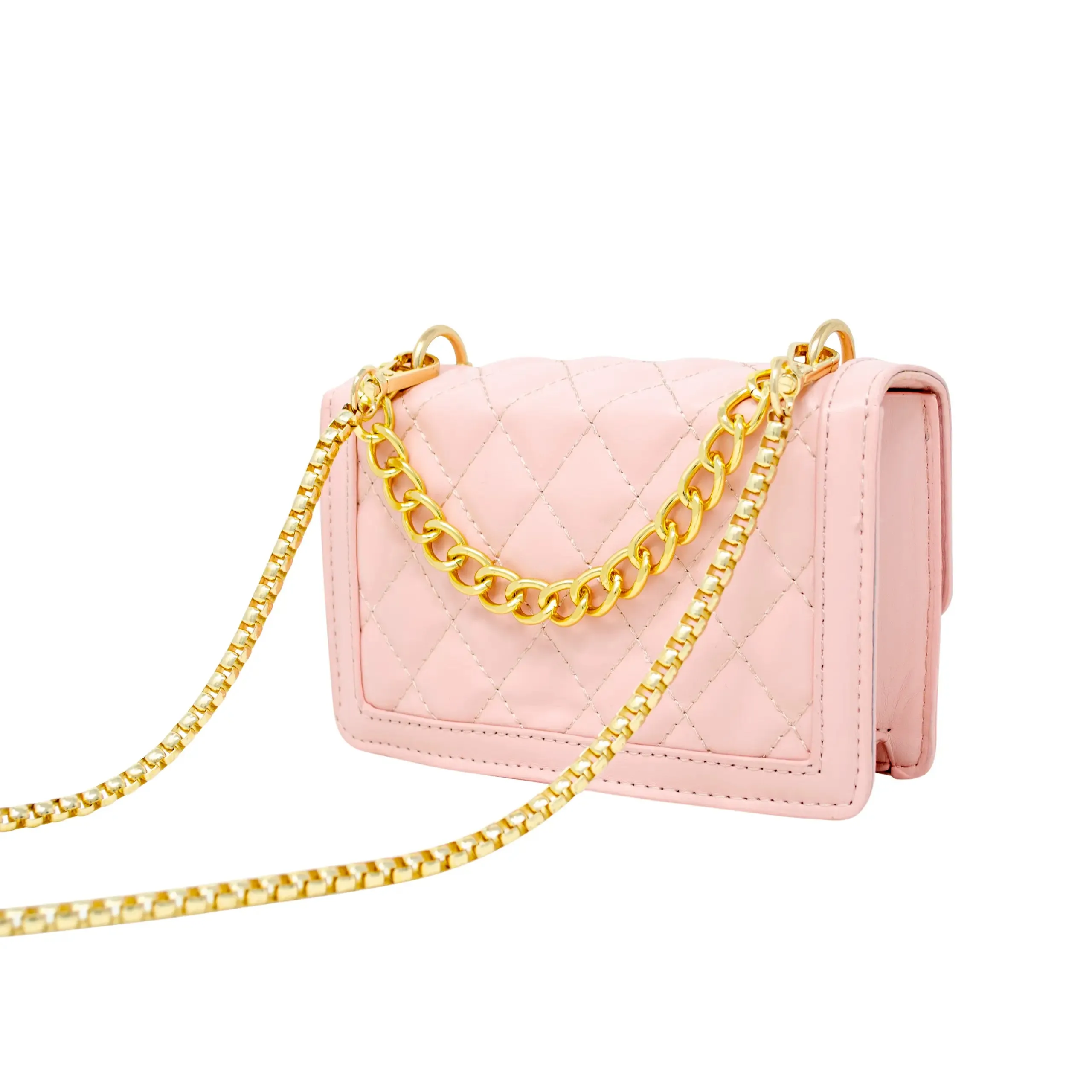 Classic Quilted Large Flap Handbag - Pink