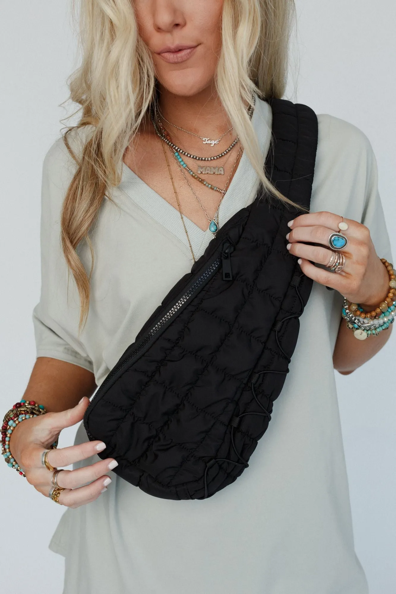 Cloud Dreamer Quilted Sling Bag - Black