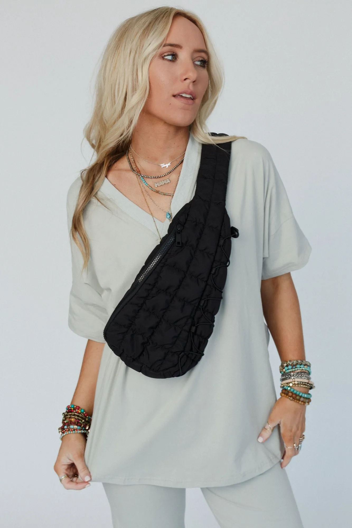 Cloud Dreamer Quilted Sling Bag - Black