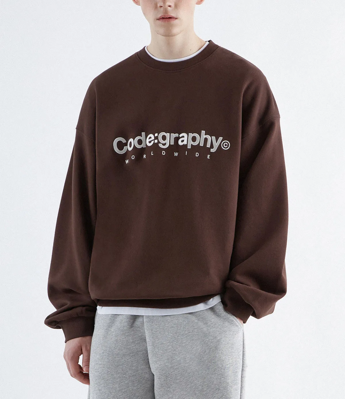 Code graphy  |Crew Neck Unisex Street Style Long Sleeves Plain Cotton