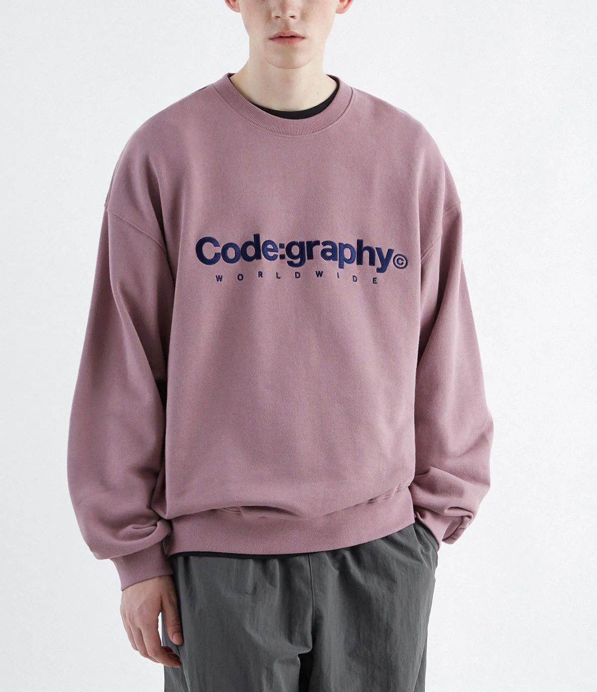 Code graphy  |Crew Neck Unisex Street Style Long Sleeves Plain Cotton