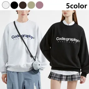 Code graphy  |Crew Neck Unisex Street Style Long Sleeves Plain Cotton