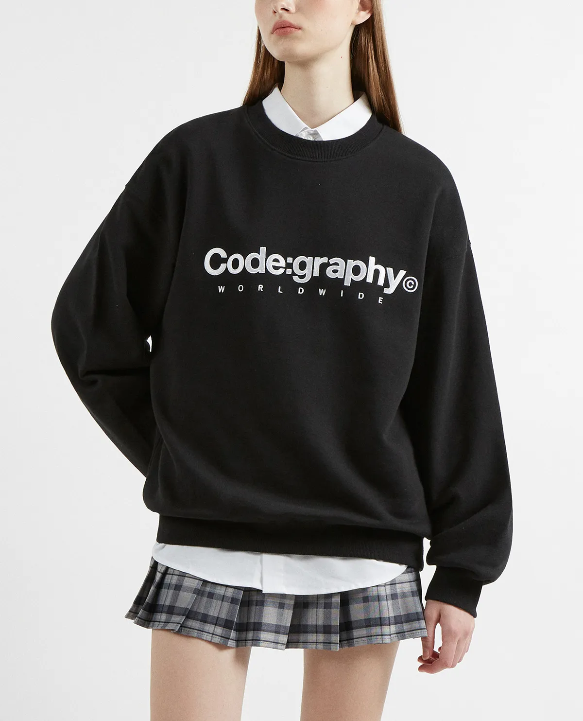 Code graphy  |Crew Neck Unisex Street Style Long Sleeves Plain Cotton