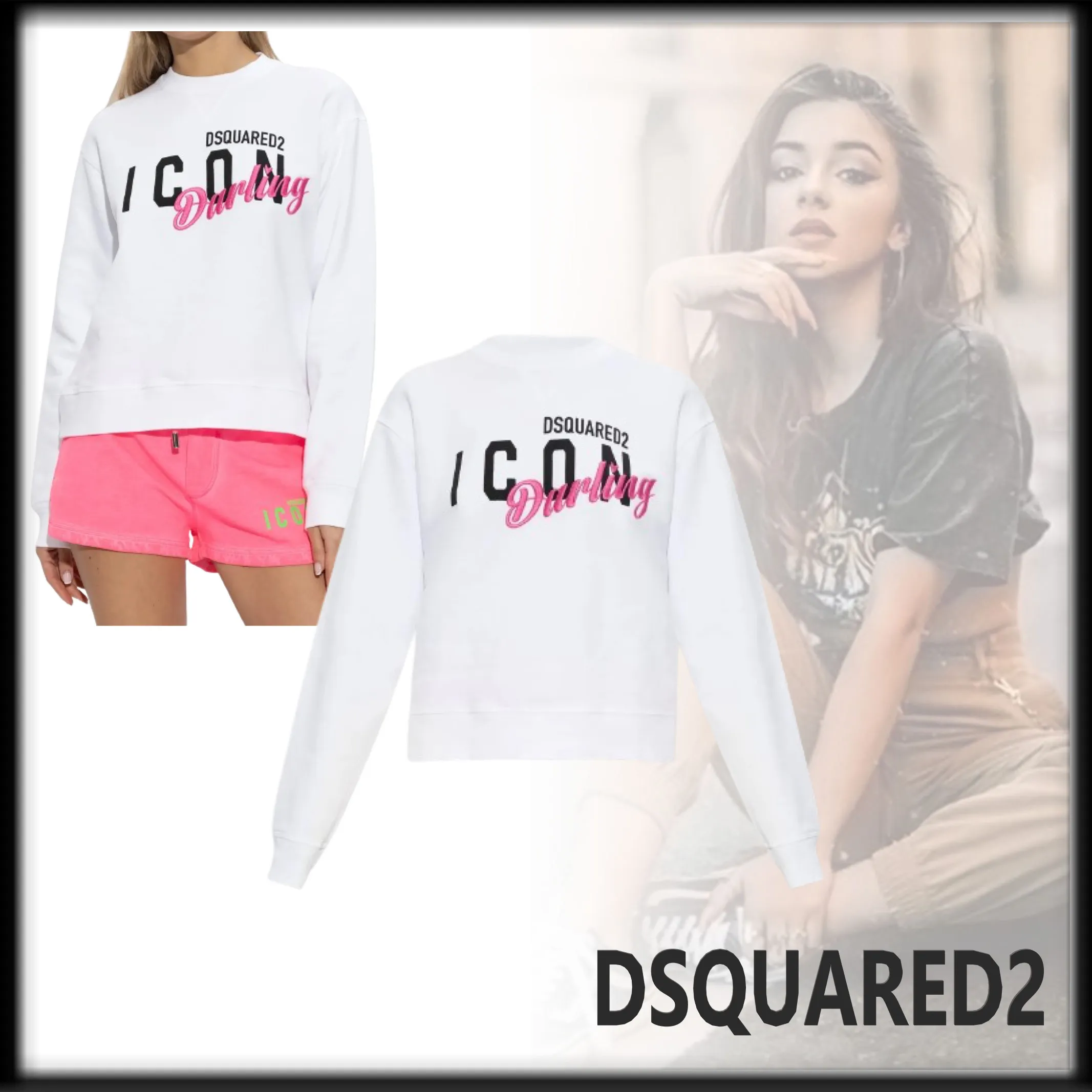 D SQUARED2  |Crew Neck Sweat Street Style Long Sleeves Cotton Logo