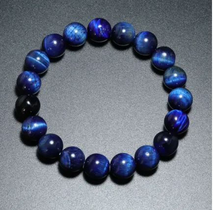 Dark blue tiger eye stone, stretch elastic bracelet, jewelry