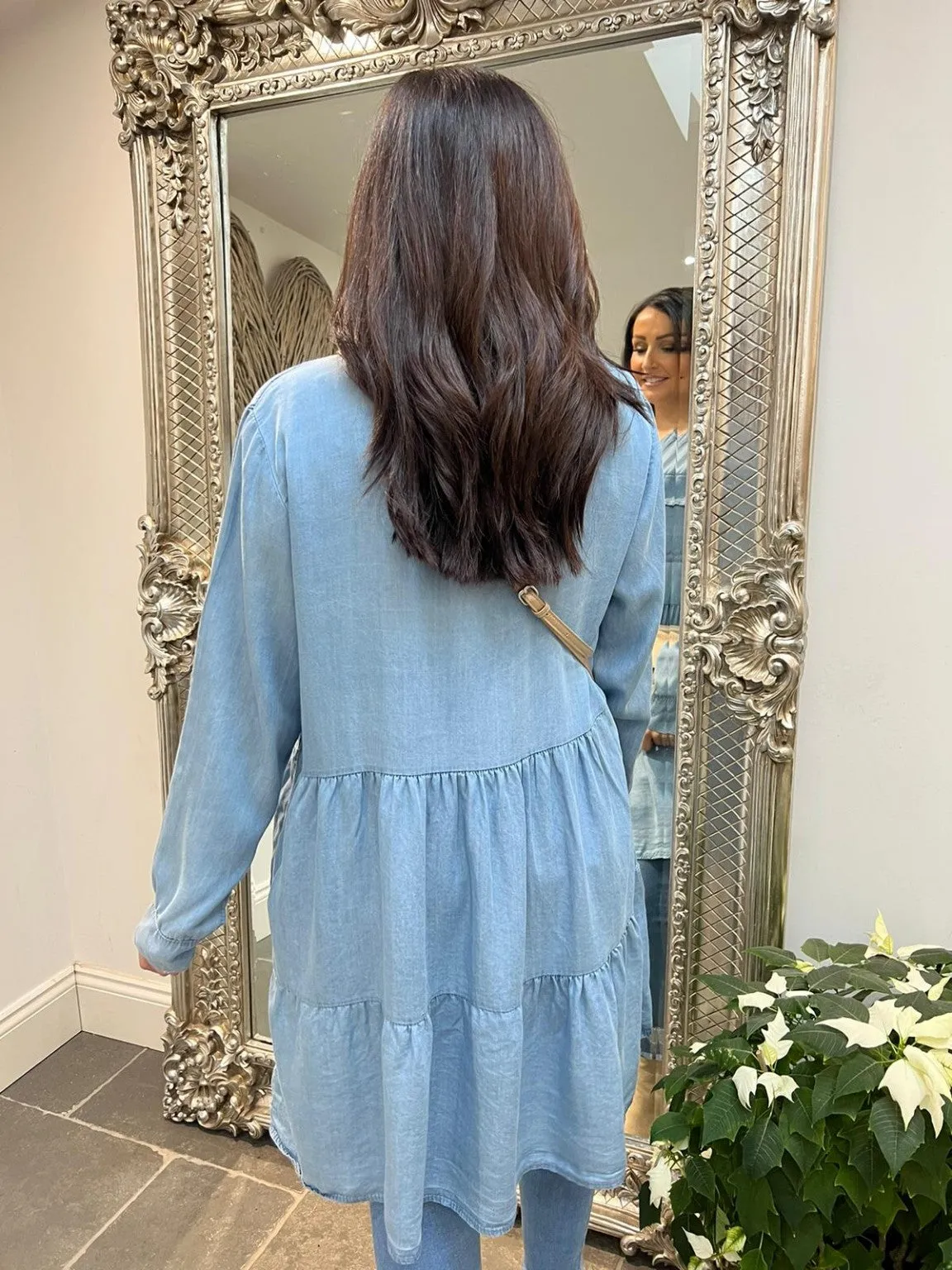 Denim Effect Tiered Dress Kiara