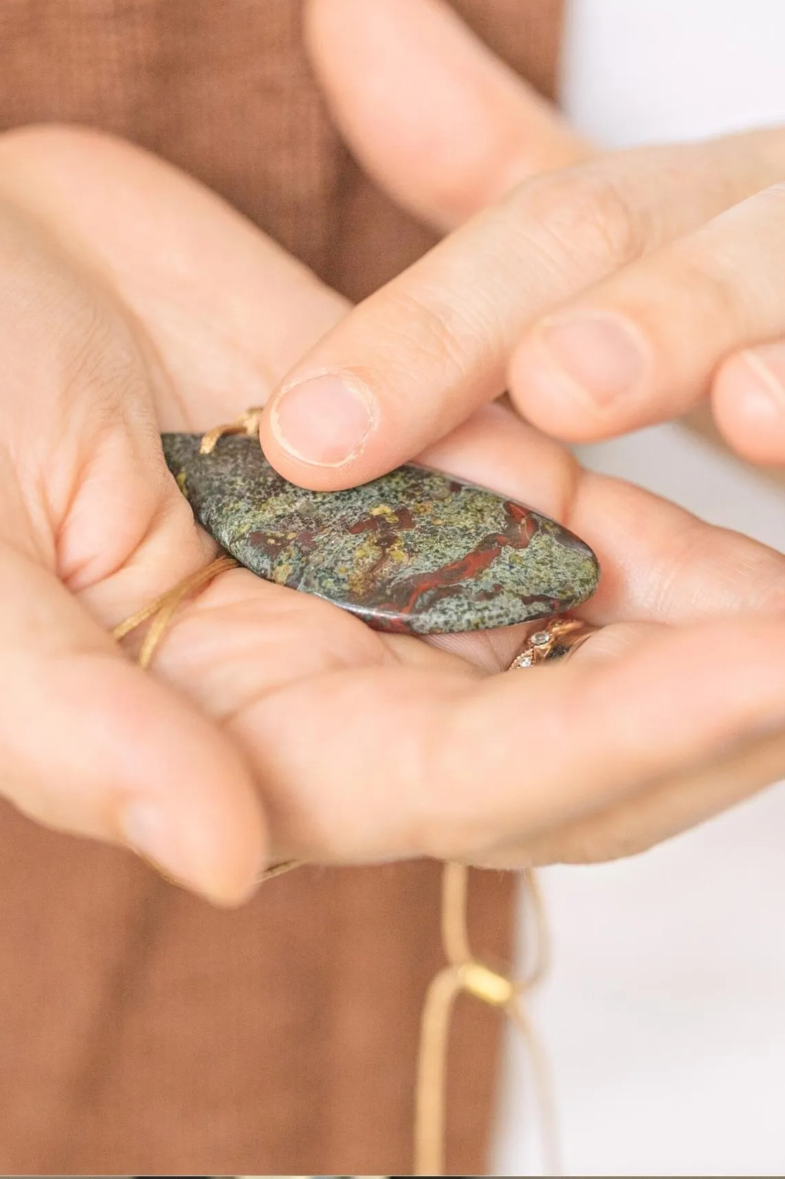 Dragon Blood Jasper Touchstone Necklace for Inner Strength