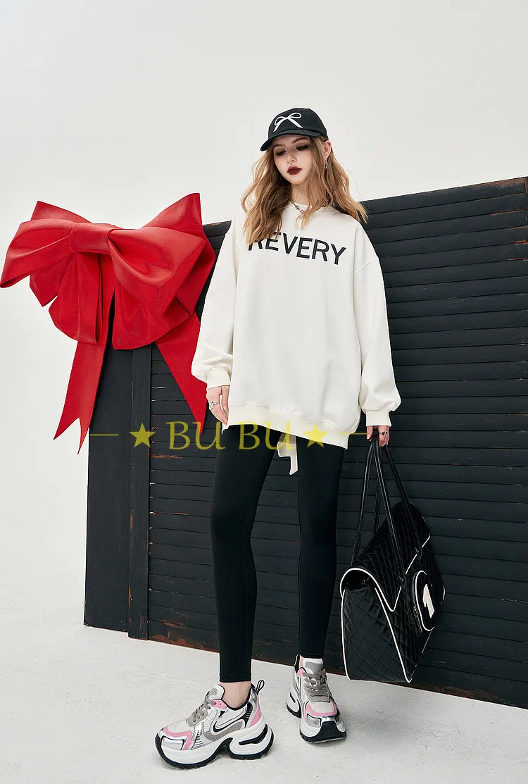 ELF SACK  |Crew Neck Monogram Blended Fabrics Street Style Long Sleeves