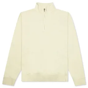 Embroidered Logo Quarter Zip Sweatshirt - Ivory