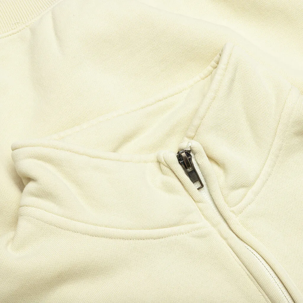 Embroidered Logo Quarter Zip Sweatshirt - Ivory