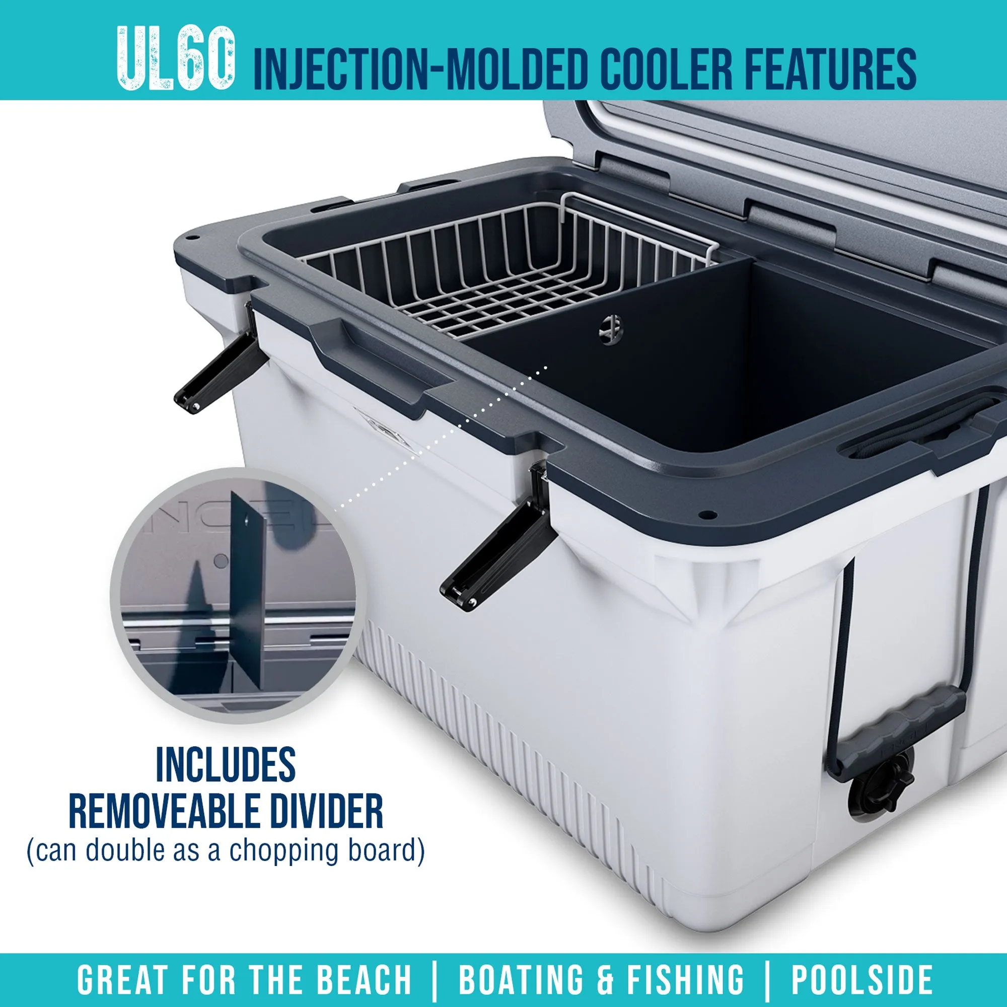 ENGEL 60QT UltraLite Injection-Molded Cooler With Wire Basket and Divider