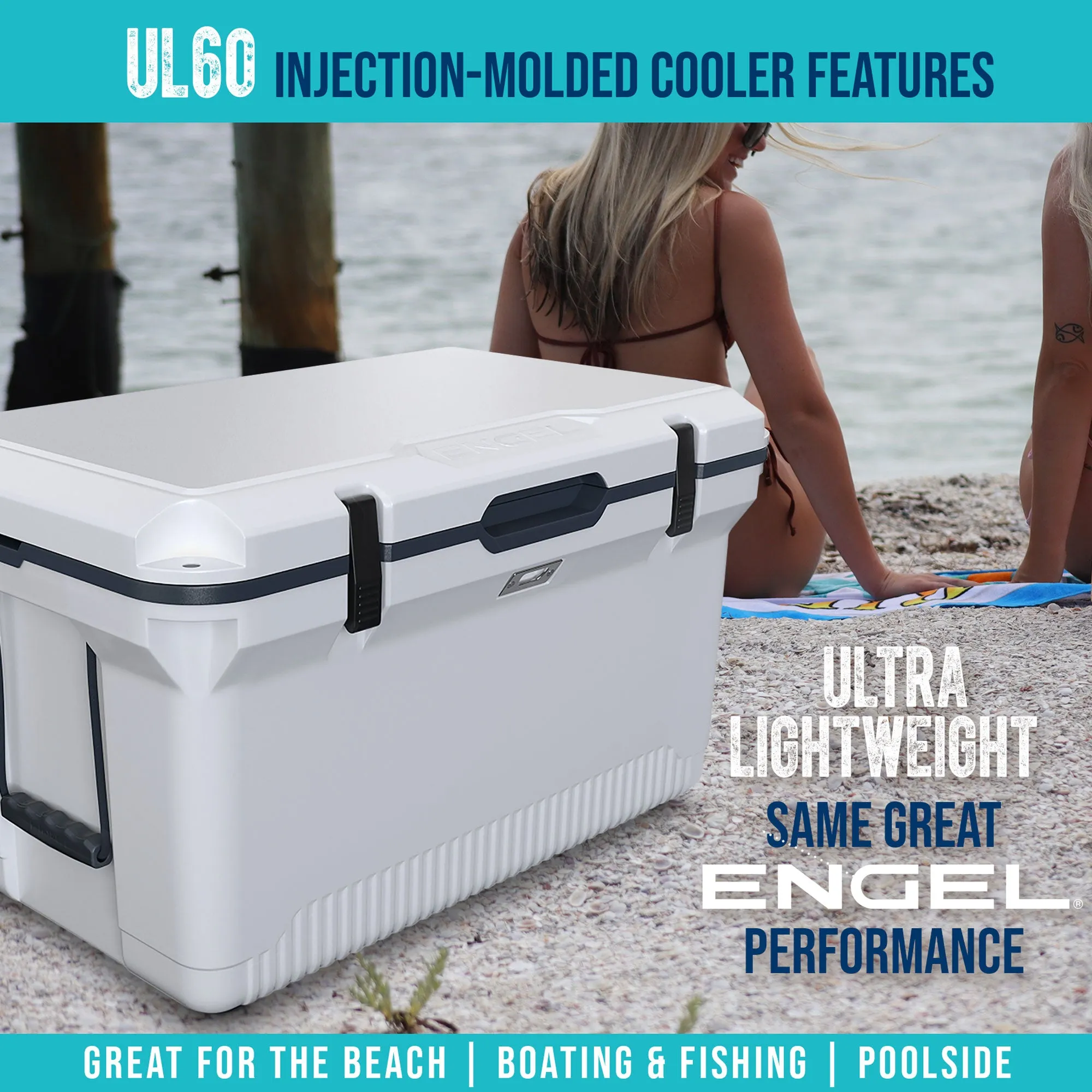 ENGEL 60QT UltraLite Injection-Molded Cooler With Wire Basket and Divider