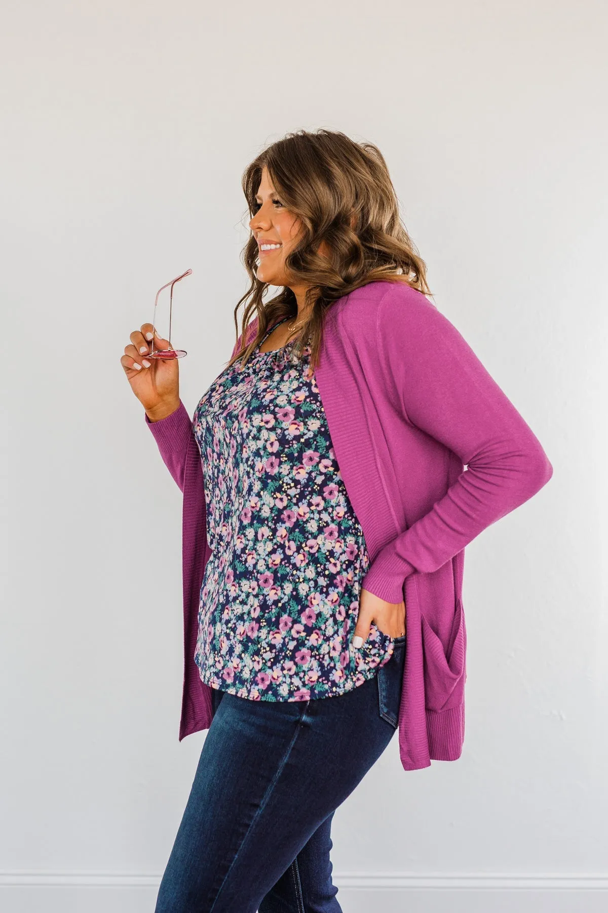 Essential Cardigan- Magenta