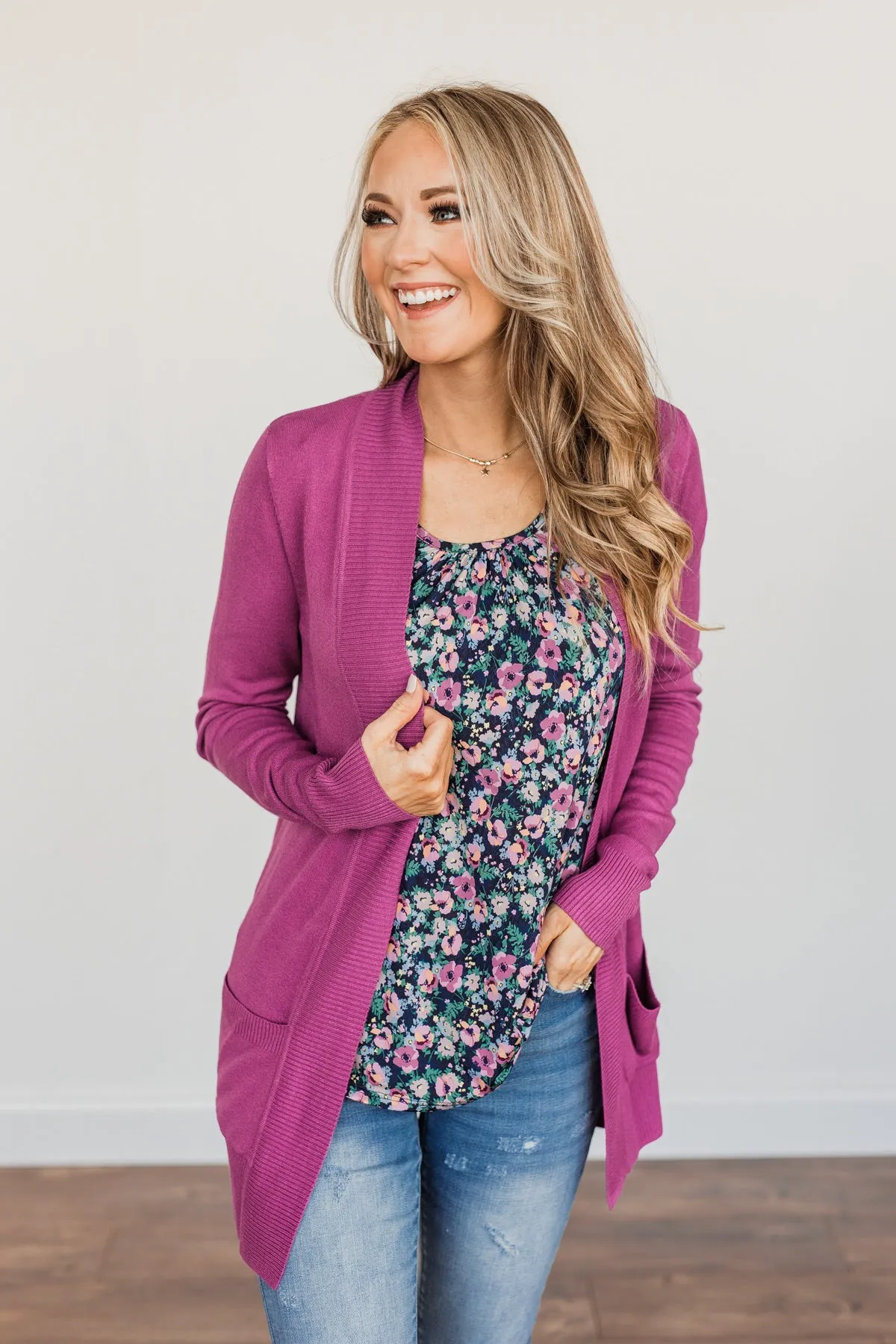 Essential Cardigan- Magenta