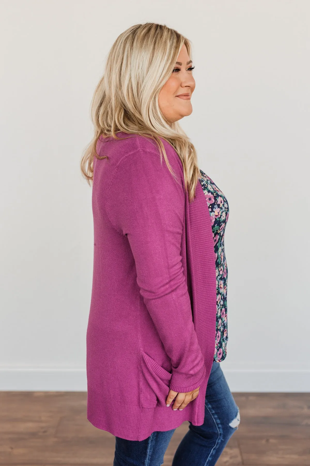 Essential Cardigan- Magenta