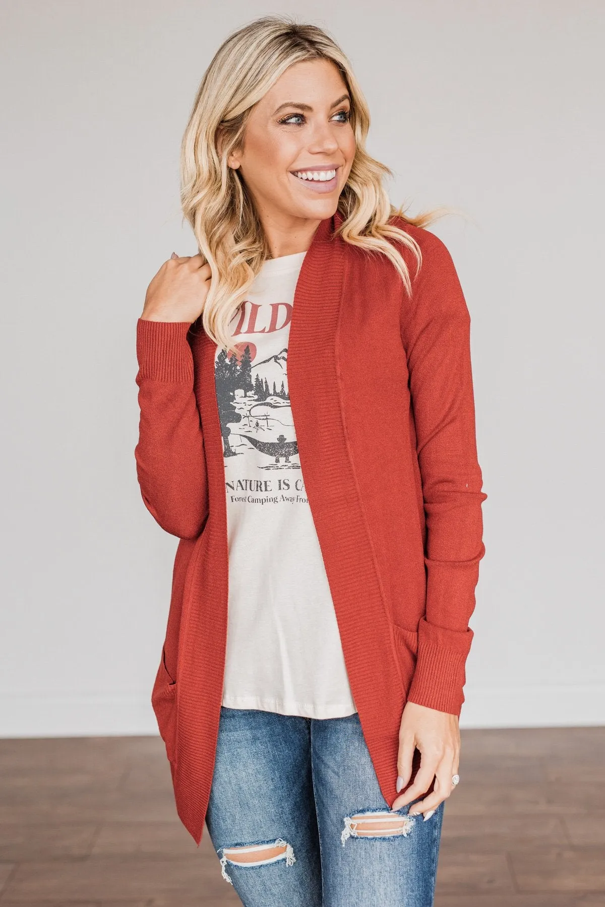 Essential Cardigan- Red