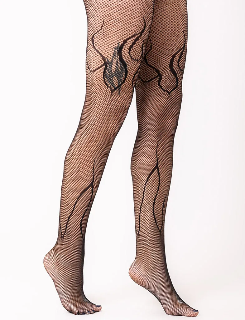 FLAME FISHNETS - BLACK