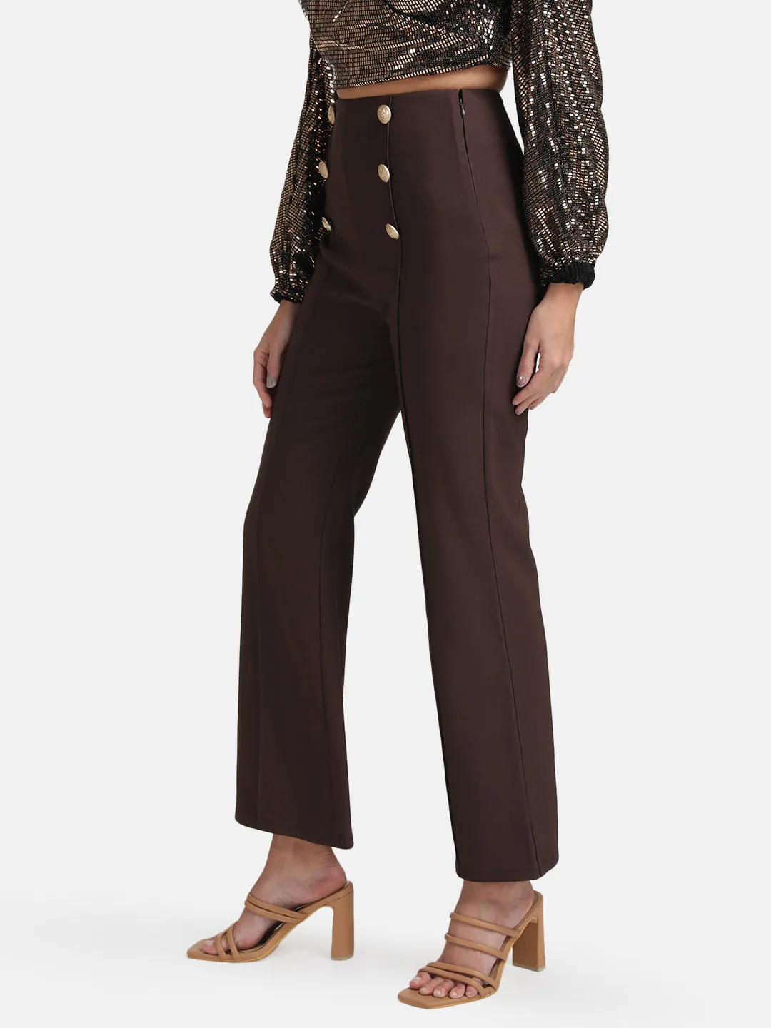 Flared Trousers With Buttons